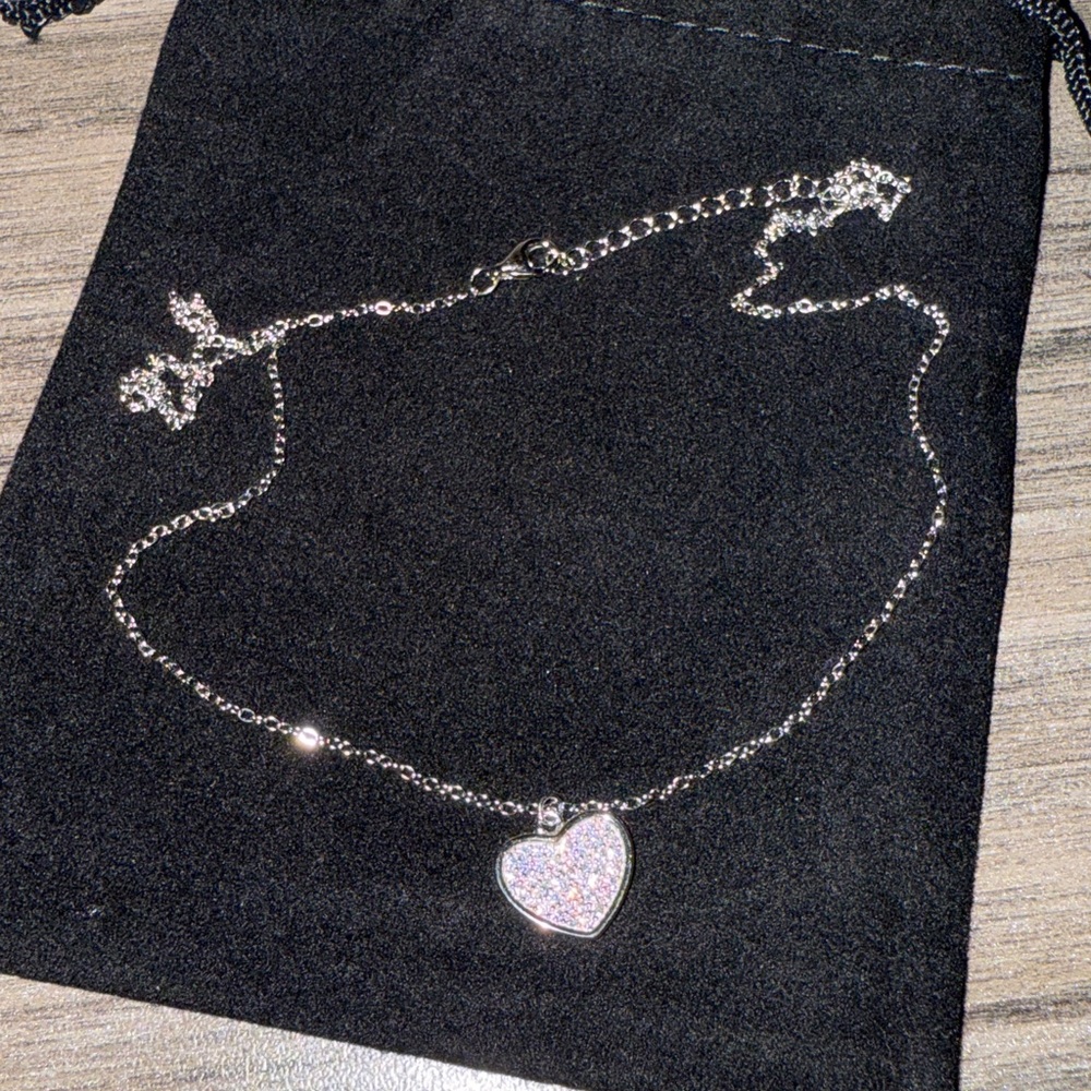 Pave Heart Pendant in 925 Sterling Silver NEW with black dust bag